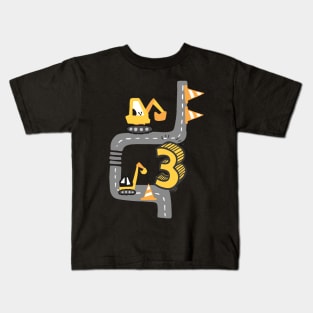 drei Jahre alt Bagger Geburtstags Outfit für coole Jungs Kids T-Shirt